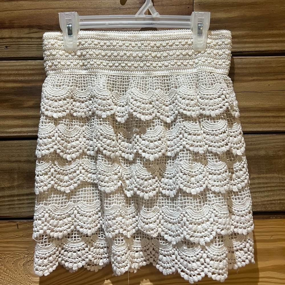 India Boutique White Lace Mini Skirt